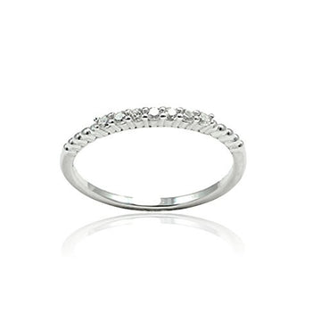 Half Eternity Rings Stackable Wedding Engagement Band Round Simulated CZ 925 Sterling Silver